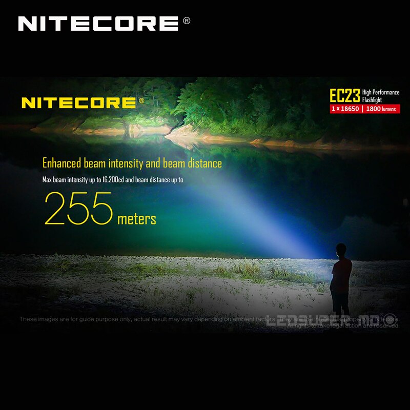 Linterna LED de alto rendimiento Nitecore EC23 CREE XHP35 HD E2 de 1800 lúmenes con batería (IMR18650 2500mAh 35A)