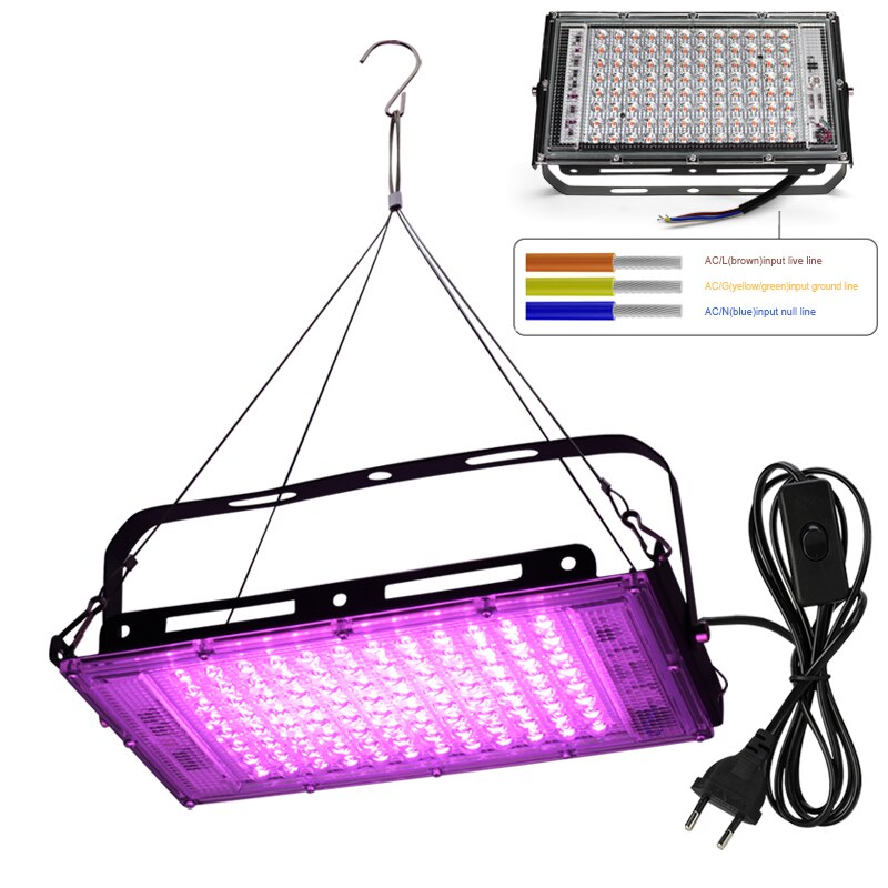 Luz LED de espectro completo para cultivo, lámpara Phyto de 220V, 50W, 100W con enchufe europeo, para invernadero, hidropónico, siembra de flores