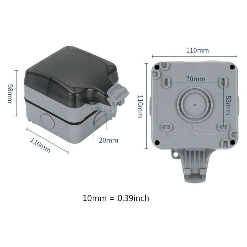 IP66 Weatherproof Outdoor Power Socket 13A Single Standard Electrical Outlet