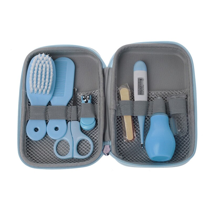 8 unids/set bebé recién nacido niños cuidado de uñas cabello salud termómetro Kit de cepillo de cuidado Set de utensilios para el cuidado del bebé: BL