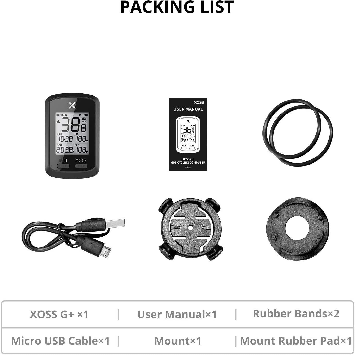 XOSS Bike Computer G Plus Wireless GPS Speedometer Waterproof Road Bike MTB Bicycle Bluetooth ANT+ with Cadence Cycling Computer: G standard