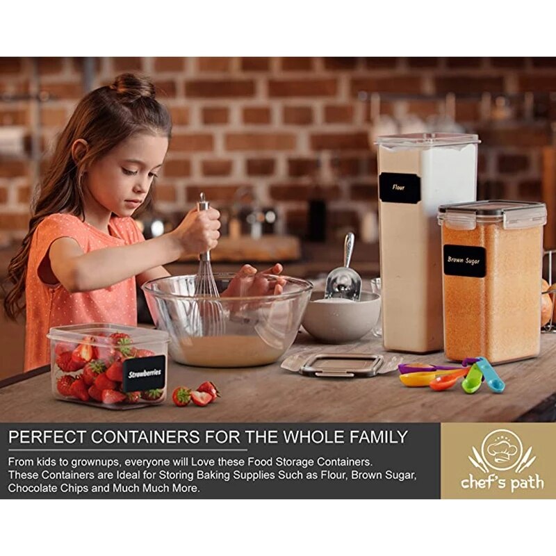 Kitchen Storage Food Storage Containers Jars for Bulk Cereals Plastic Transparent Sealed Cans for Flour Sugar Oatmeal Spices