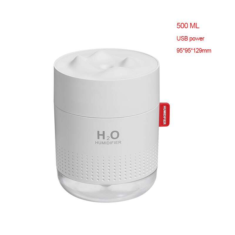 750ML Wireless Air Humidifier Diffuser Protable USB Rechargeable Mini Electric Cool Mist Humidifier With LED Night Light: 500ML white usb