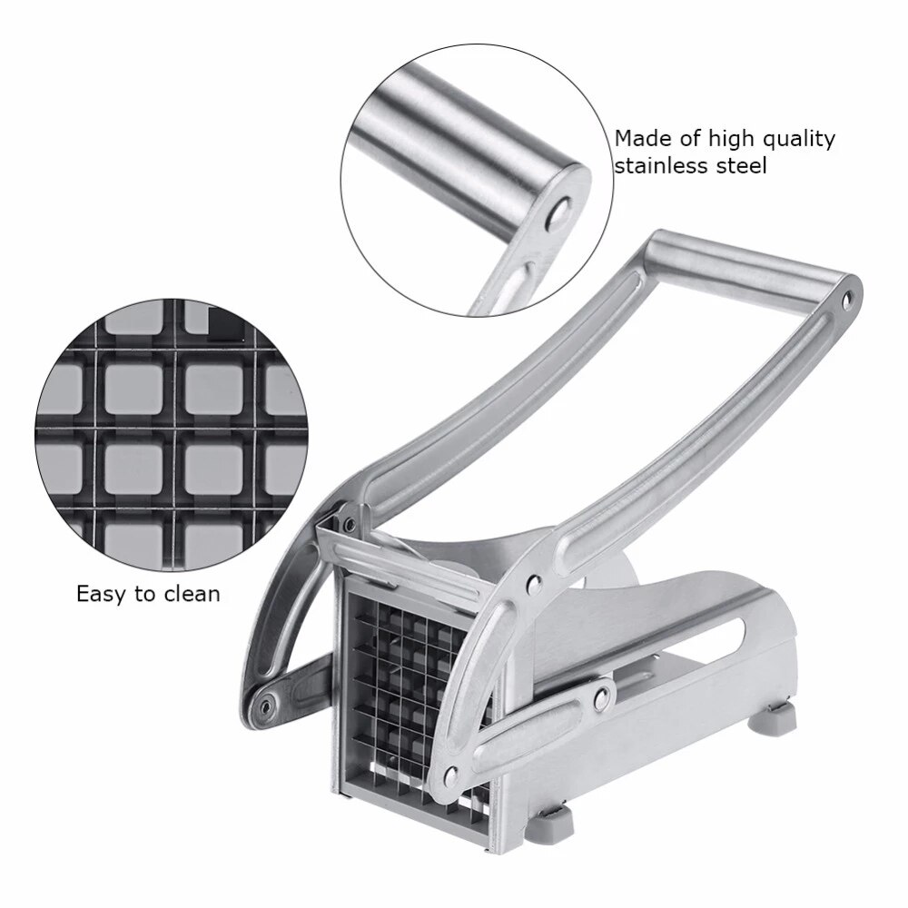 Stainless Steel French Fry Cutter,Vegetable and Potato Slicer,with 2 Blade Size Cutter Option,for Air Fryer Food Kitchen Gadgets