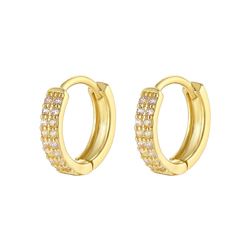 cubic zircon Small Hoop Earrings double crystal Gold Earrings For Women Girls Jewelry