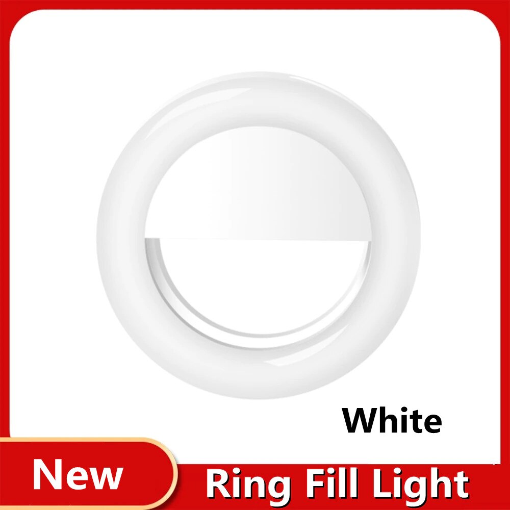 Roreta New LED Ring Flash Selfie Light telefono portatile LED lampada Selfie anello luminoso Clip per Smart Phone live: White