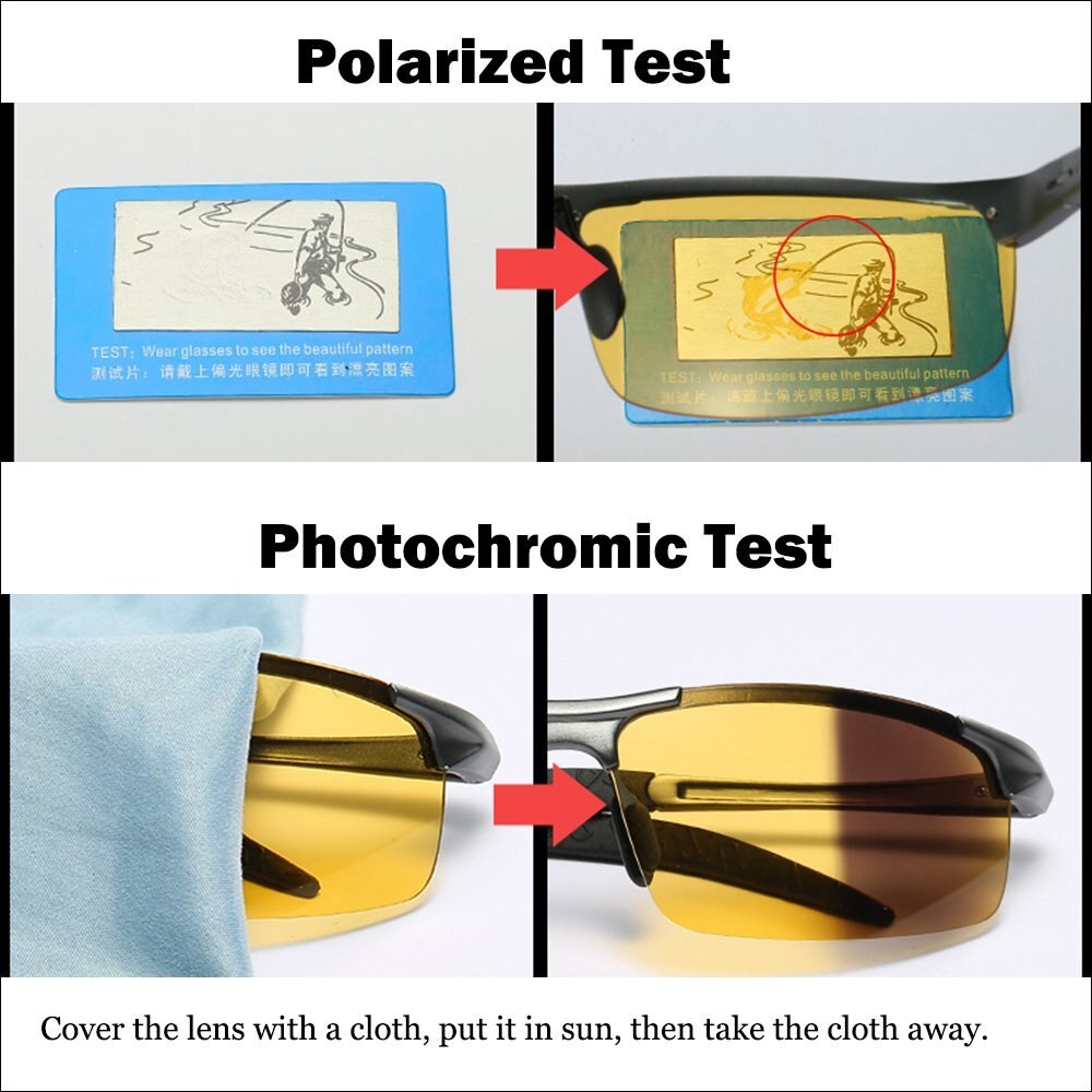 Naloain nattesyn briller fotokromisk polariseret anti-refleks gul linse aluminium magnesium ramme til kørsel af mænd kvinder
