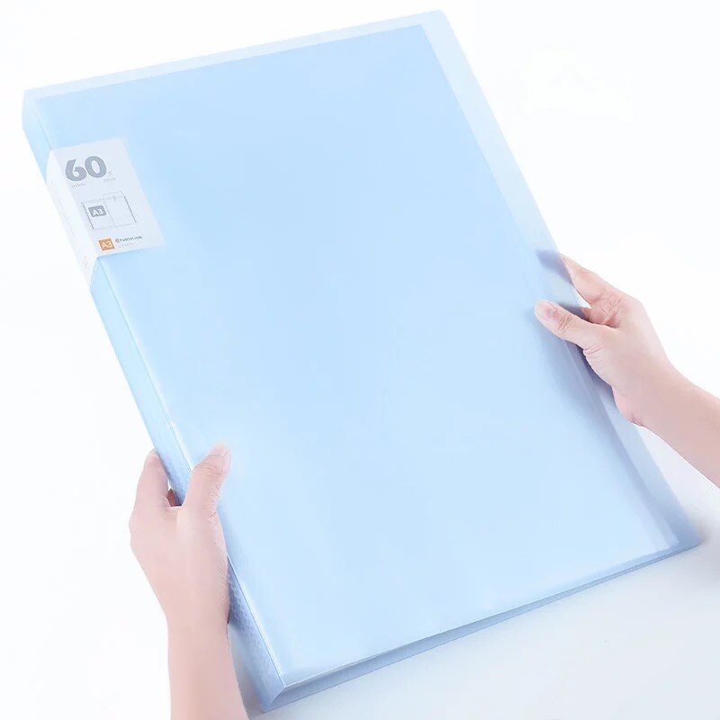 40 60 Pages A3 File Folder Painting Paper Organizer Storage Bag Document Sheet Protectors Book Display Stationery: 60 pages blue