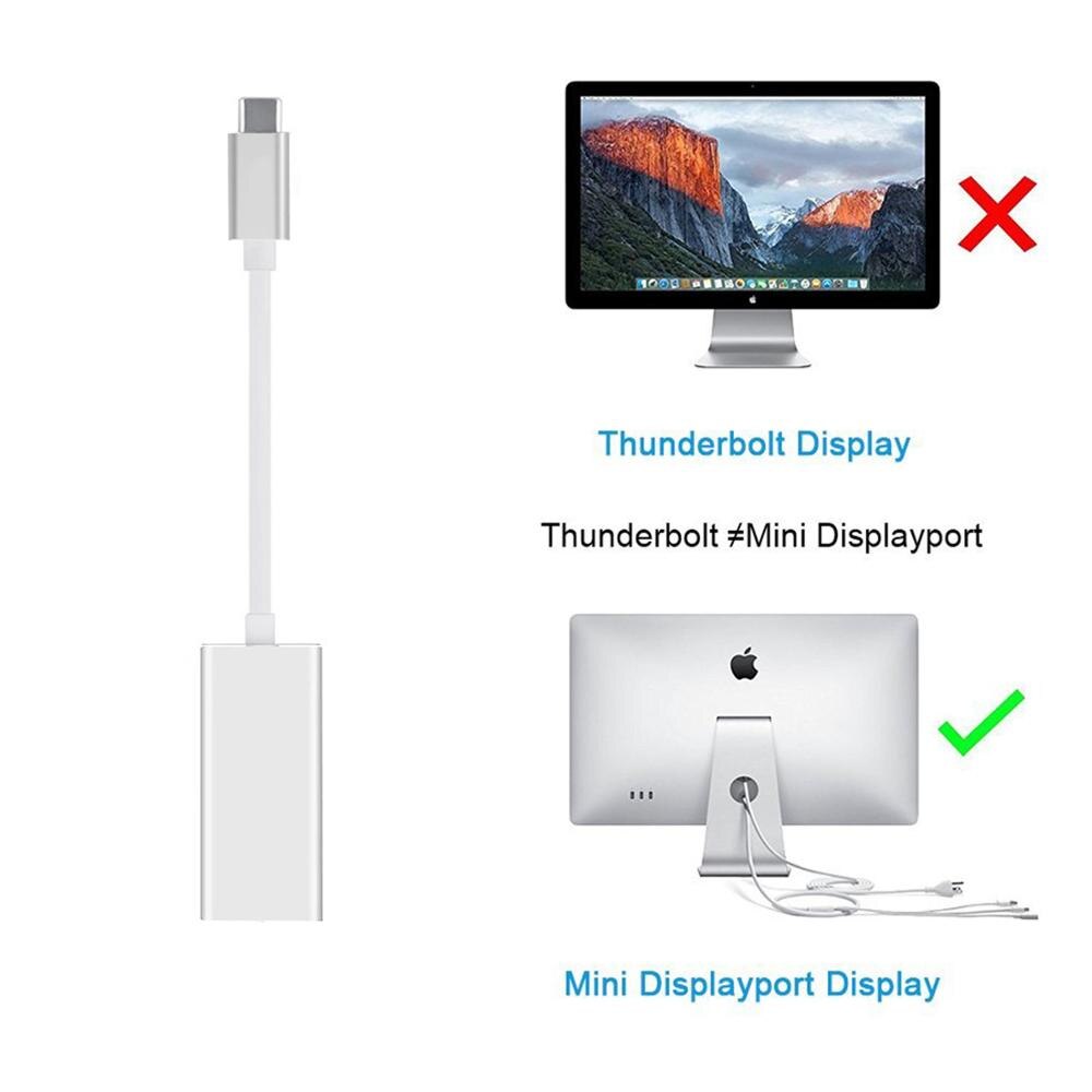 4K 60Hz USB C TO Mini Displayport Adapter Hub for MacBook Pro Chromebook Pixel Dell XPS iMac Apple Cinema Display