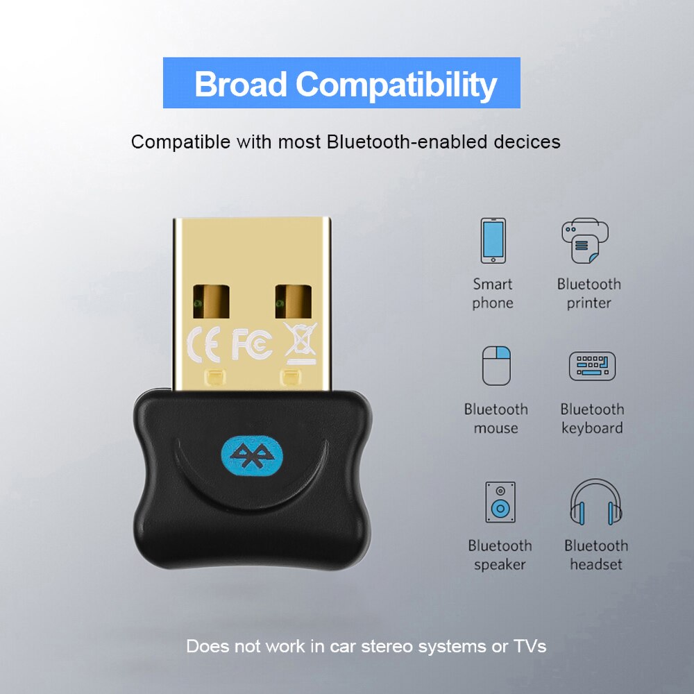 Kebidumei Mini adattatore Wireless bluetooth 5.0 trasmettitore ricevitore adattatore Bluetooth Dongle USB per PC Laptop Computer Mouse