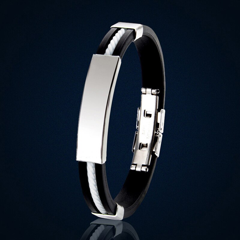 Incisione laser fai-da-te personalizzato codice di scansione codice di scansione bracciale coppia gel di silice uomo donna bracciale acciaio al titanio codice musicale
