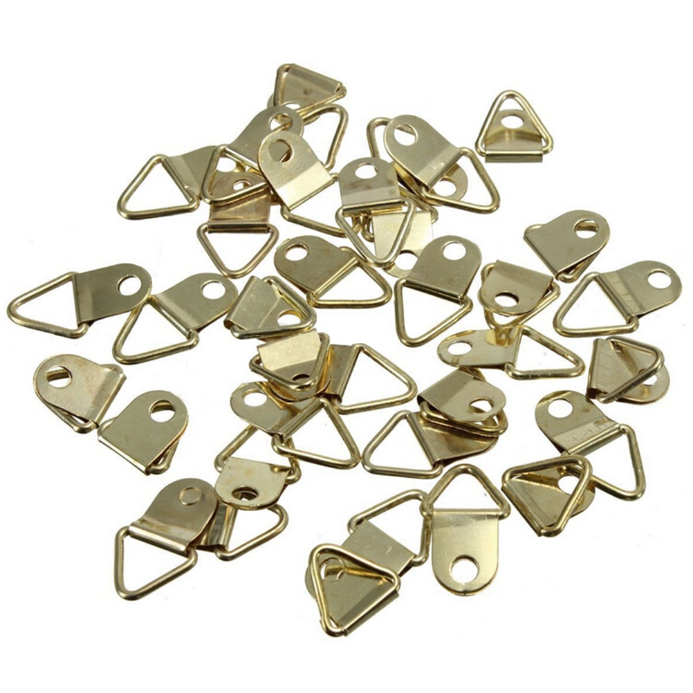20 stuks gouden driehoekige d-ring hangende foto olieverfschilderij spiegellijst haken hangers 25 x 20mm