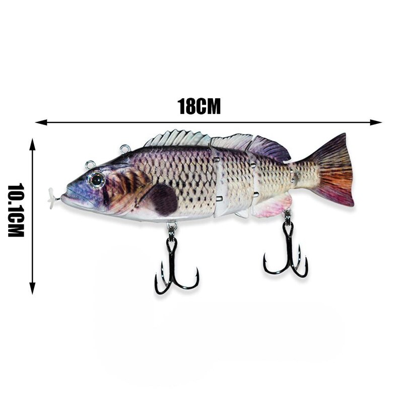 Robotic Fishing Lures Auto Swimming Electric Lure Bait Wobblers For 4-Segement Swimbait USB Rechargeable Flashing LED light