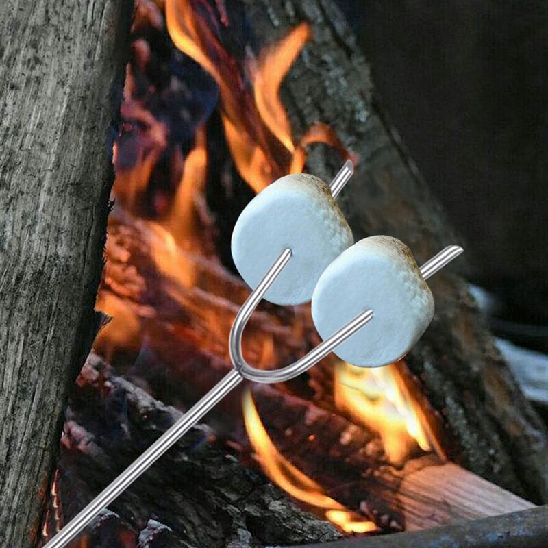 Paquete de 10 utensilios para nubes o asado, pinchos de perro telescópicos inoxidables, tenedores de barbacoa seguros para niños para fogata, hoguera y Gri