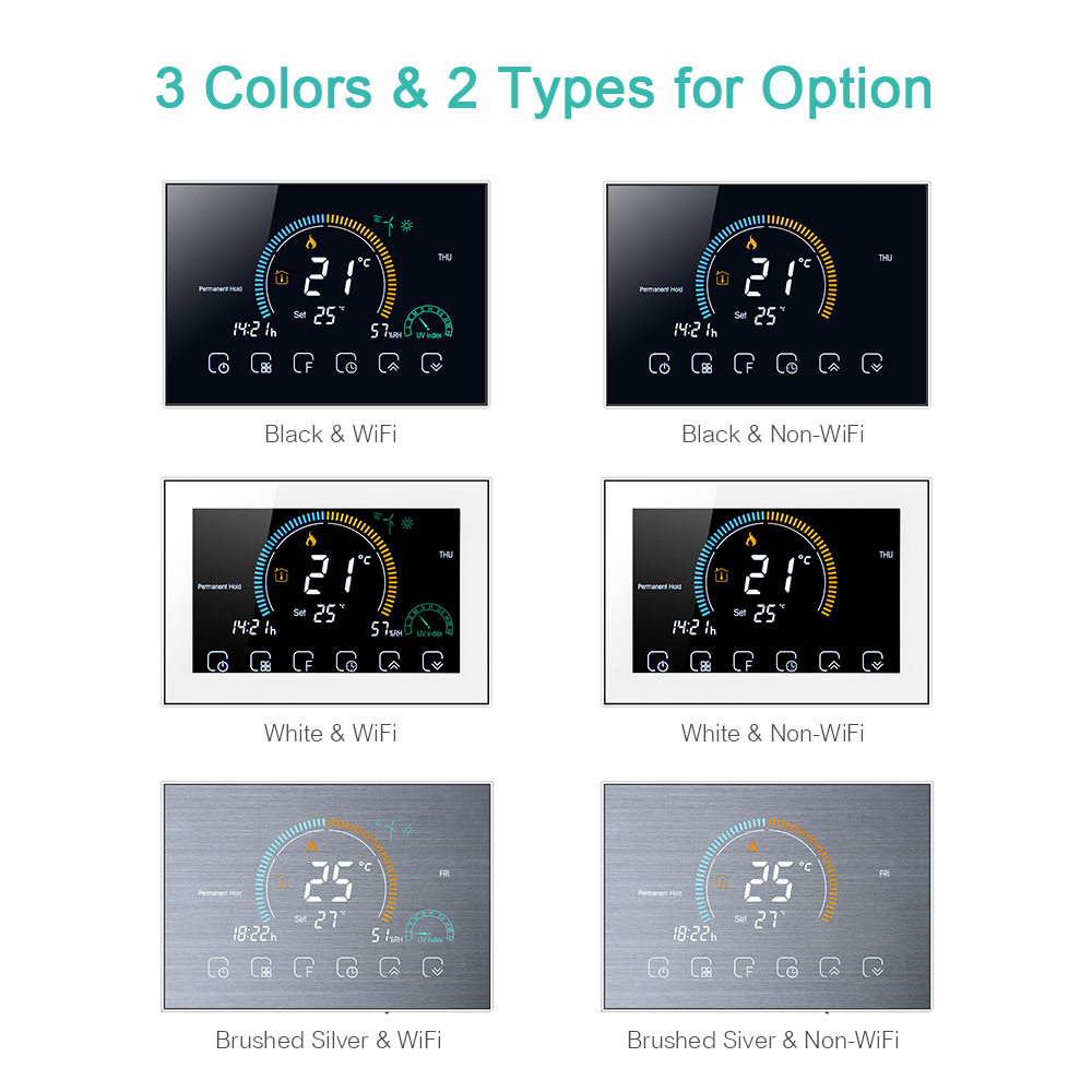 BHT 8000 GA/GB/GC Wi-Fi inteligentny programowalny termostat głosowa kontrola aplikacji podświetlenie LCD woda/kocioł gazowy ogrzewanie termoregulator