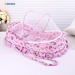 Baby Sleeping Bed In Dolphin Print With Mosquito Net and Pillow