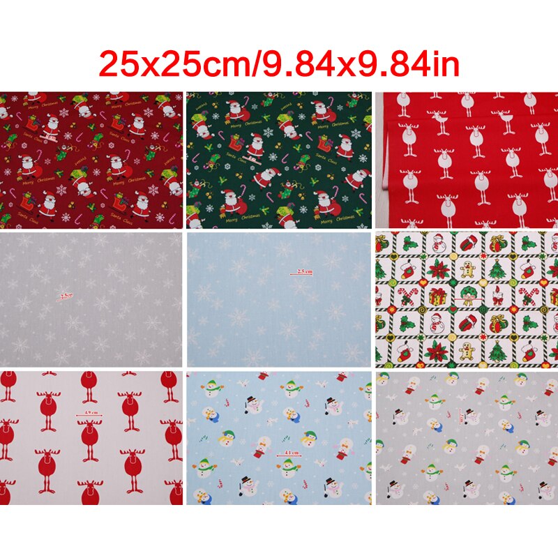 6/10 stuks Kerstmissneeuwman Serie Print Katoen Stof DIY Patchwork Telas Naaien Baby Speelgoed Beddengoed Quilten Pop De doek 25x25cm