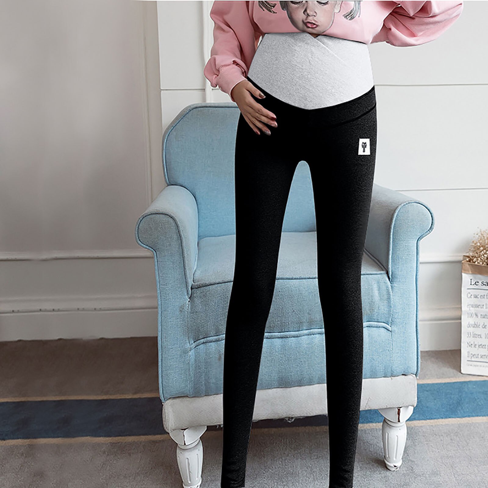 Women Pants Pregnancy Clothes Women's Solid Color With Cat Sign Comfortable Cat Loose Adjustable Maternity Pants For Ropa Mujer