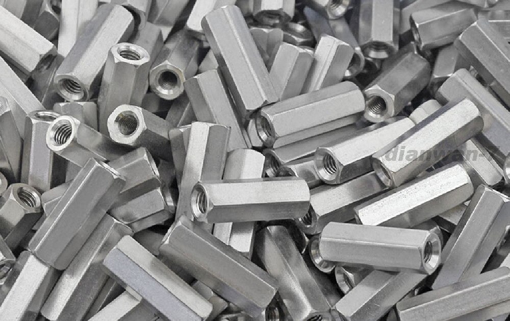 M12 304 Stainless Steel Coupling Nut, Hex Rod Coupling Nut Low Carbon Steel, 2 pcs