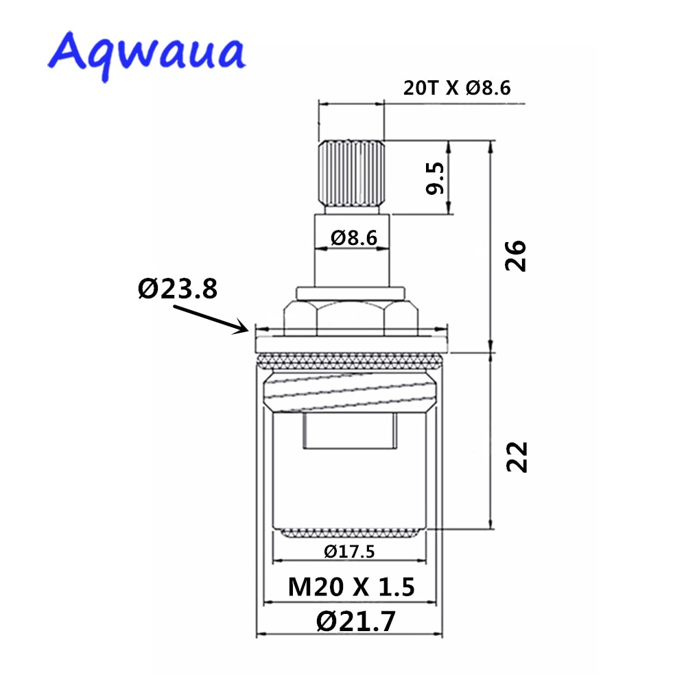 Aqwaua Ceramic Disc Faucet Cartridge Spout High Standard Brass Replacement Part for Water Mixer Tap Inner Valve Core Quarter