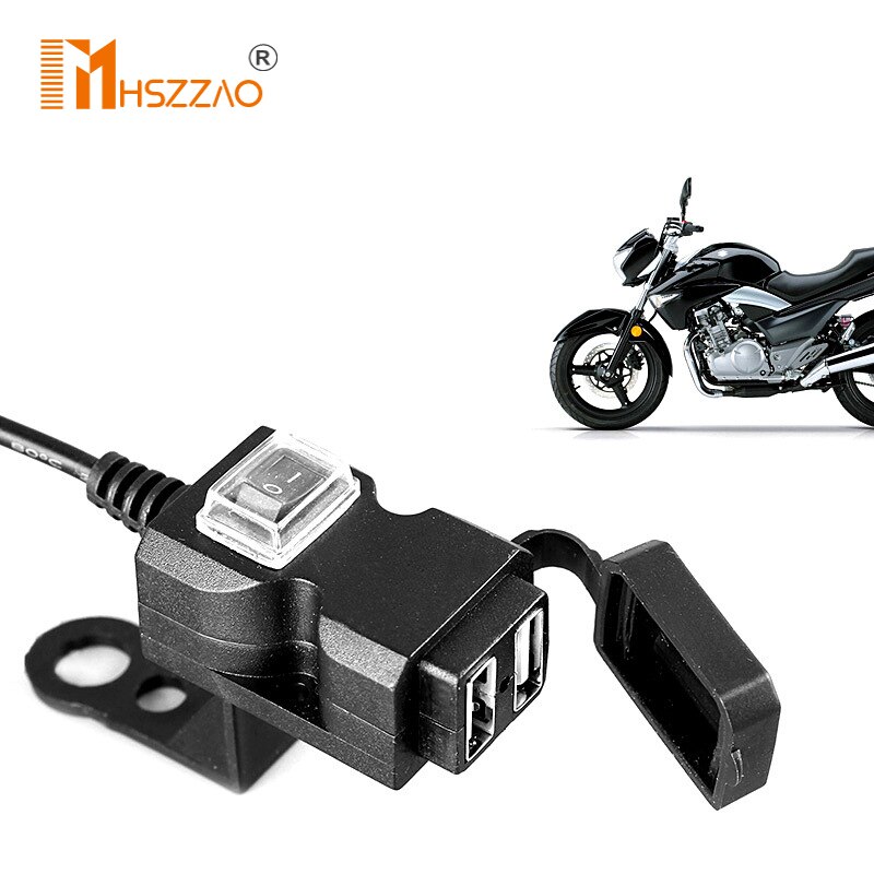 12-24V Motorfiets Universele Dual Port Usb Mobiele Telefoon Oplader Met Schakelaar Waterdicht Charger