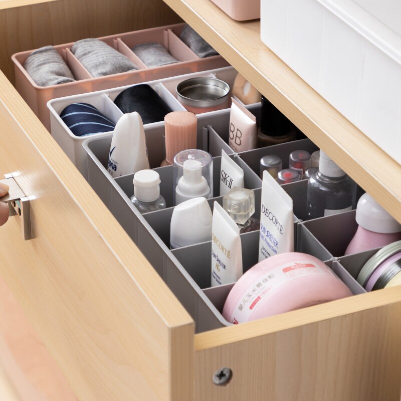 Adjustable Drawer Makeup Organizer Cabinet Organiser Plastic Dividers For Drawers Clothes Organizers Tray For Cosmetic
