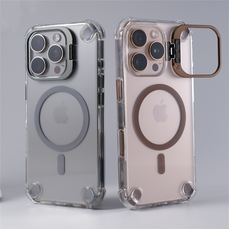 Luxe Lenshouder Clear Magsafe Telefoonhoesje Voor iPhone 16 15 14 15 Pro max Hoek Anti-val Schokbestendige Cover voor Draadloos Laden