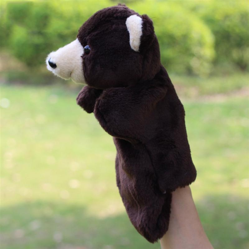 Adorable ours en peluche, marionnette à gant, amis du zoo, animaux, marionnettes à main, marionnettes éducatives, poupées (marron, blanc et noir)