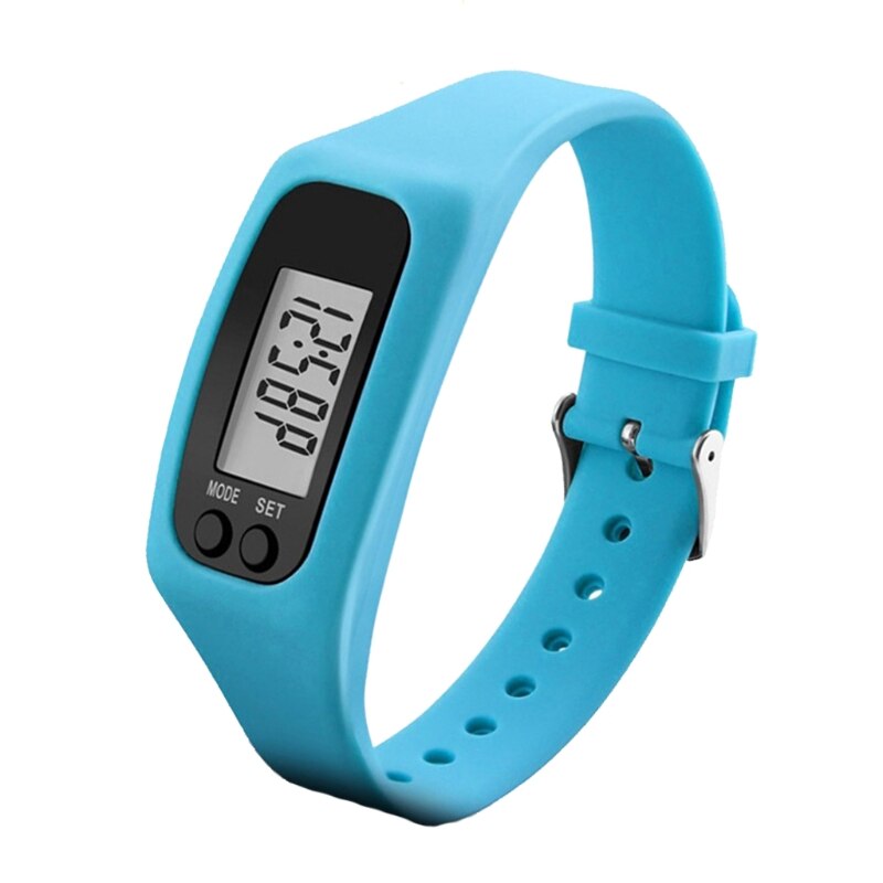 Display Fitness Gauge Step Tracker Sports Smart Wrist Watch Bracelet LED Pedometer Run Step Walking Calorie Counter: Lake blue