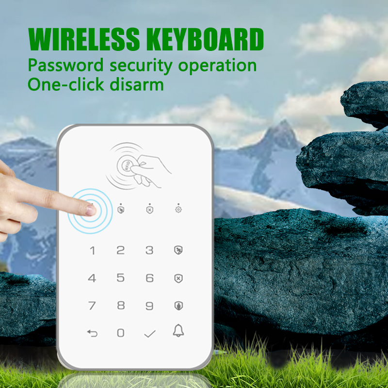 Bloqueo de teclado táctil inalámbrico, frecuencia de 433Mhz, codificación Ev1527 para desarmar brazos, sistema de seguridad, código de acceso, concentrador de alarma conectado RFID