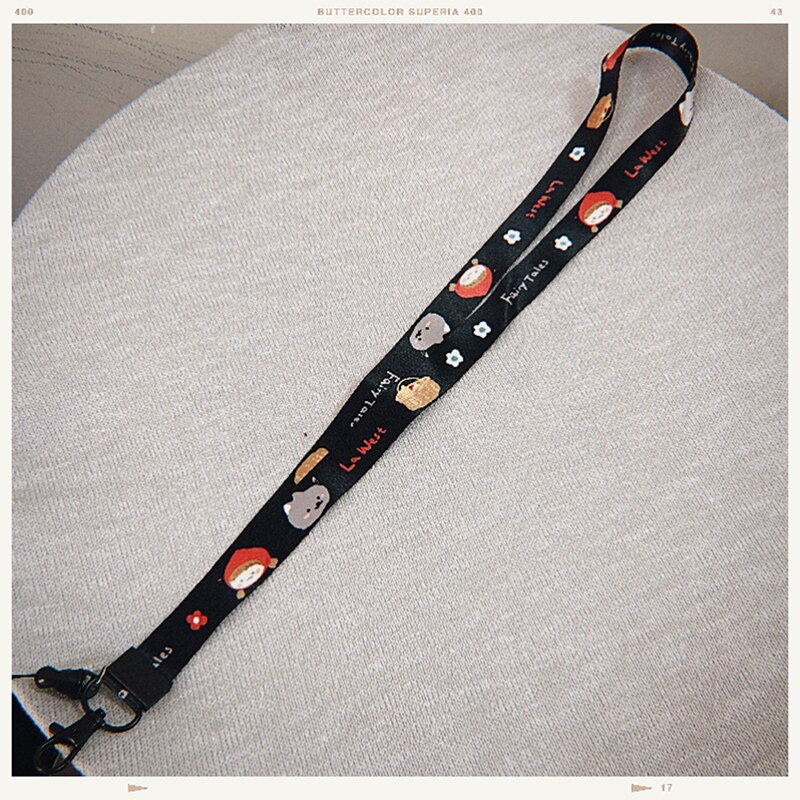 STARRY FOREST Petit chaperon rouge mignon conte de fées sangles mobiles pour les filles accès pass cartes de travail sangles: BLACK(Long strap)