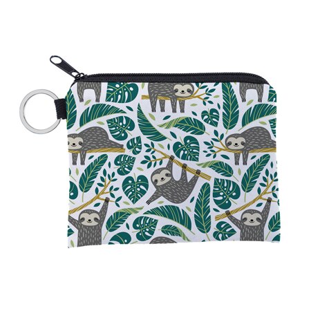 Jomtokoy Leuke Luiaard Afdrukken Waterdichte Purse Card Key Pouch Kleine Rits Portemonnee Kaarthouder Mini Vierkante Portemonnee: Default Title