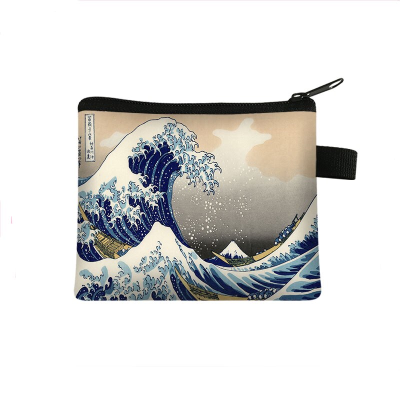 Van gogh/michelangelo/da vinci bolsas de moedas arte mulheres batom bolsa estrelado/senhora mini bolsa de cartões: lqb-art09