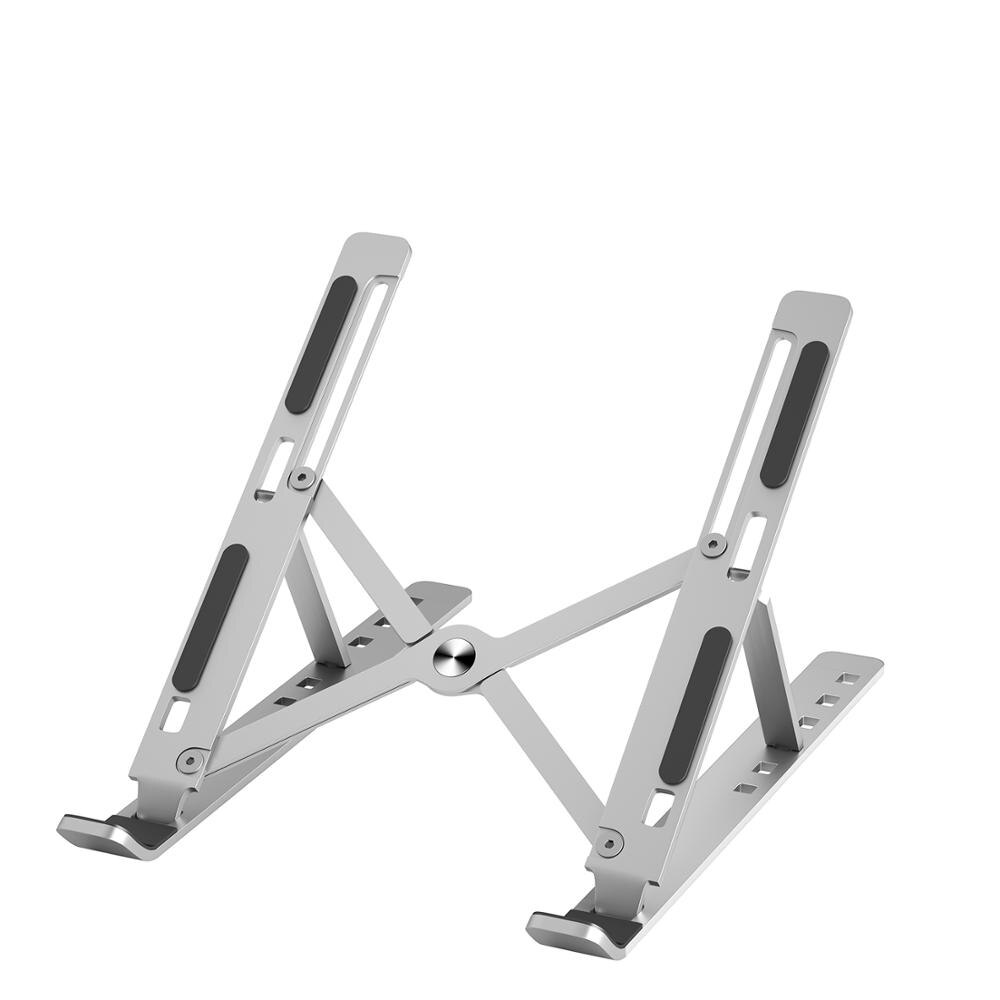 Portable Laptop Stand Aluminium Foldable Notebook Stand For Macbook Pro Adjustable Laptop Holder Base Vertical Notebook Support: Mate Silver