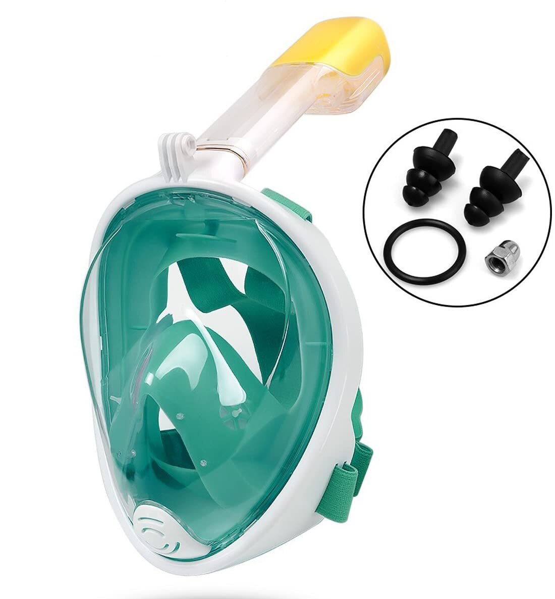 Underwater Scuba Snorkeling Anti Fog Mask Set Diving Full Face Respiratory Masks Safe and Waterproof Swimming Equipment: Green / L/XL