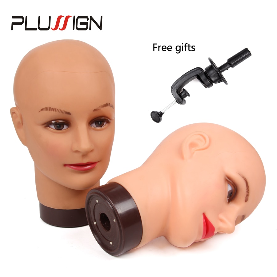 Plussign-Cabeza de maniquí sin pelo Calvo, para sombreros, pelucas, pestañas, mascarilla de joyería, masaje