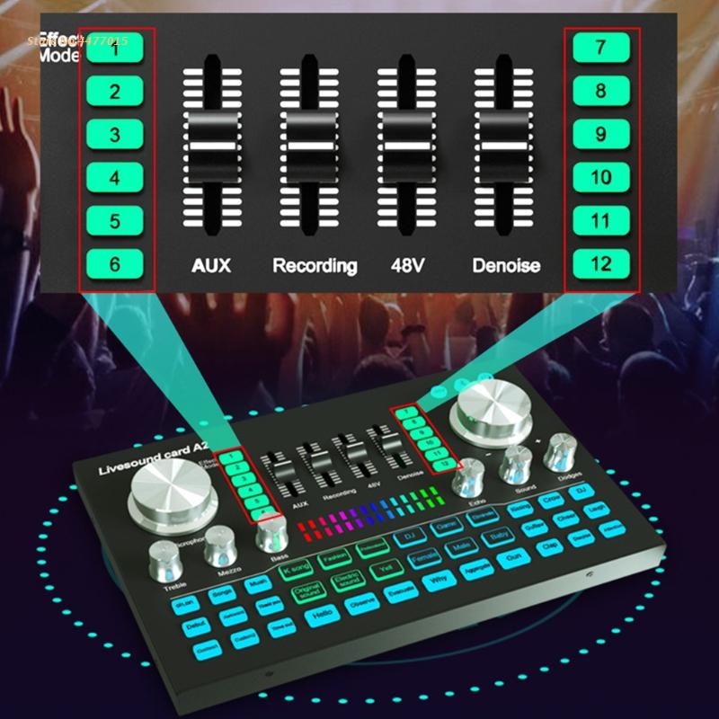 K1AB Professionele Mixer Sound Board Card 1800Mah Batterij Capaciteit 12H Live Tijd