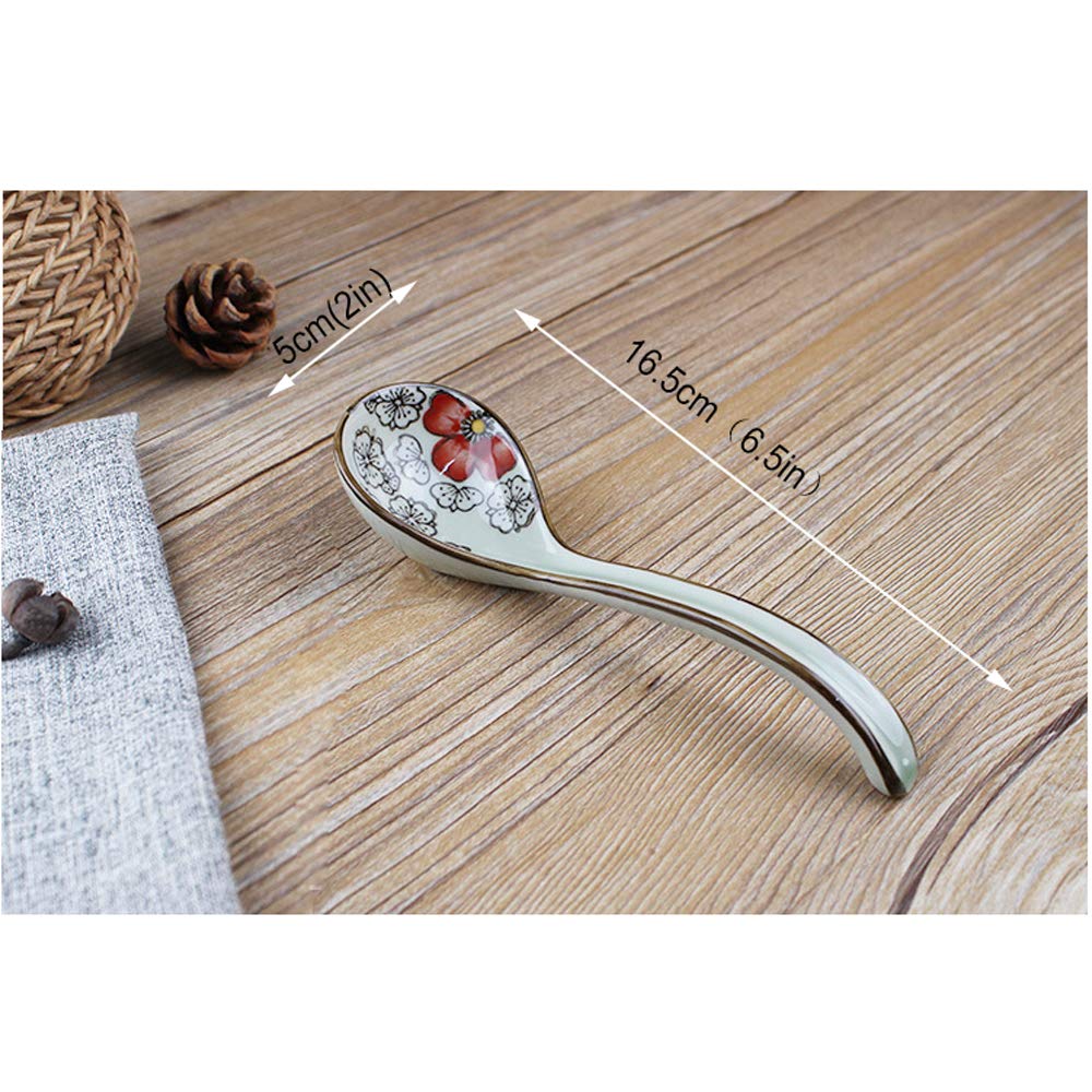 4 stuks chinese stijl keramische lepels voor kinderen, rijstlepels, keukenservies, roerlepels, soeplepels, blauw, diner voor kinderen