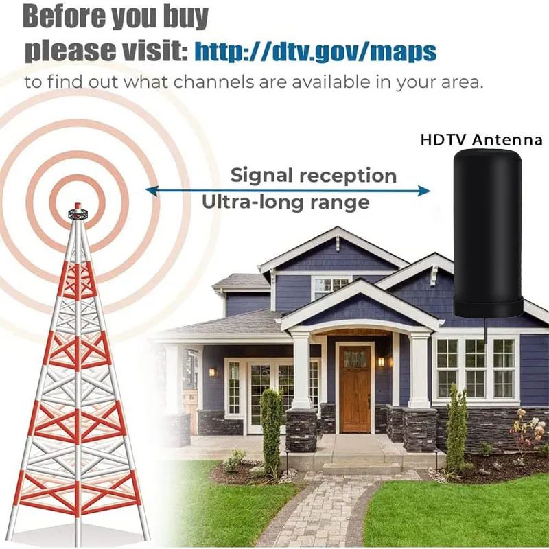 Powerful Outdoor Indoor Strong Signal HDTV DVBT2 HD 4k Full TV Signal Amplifier Digital Antenna For High-Range TV