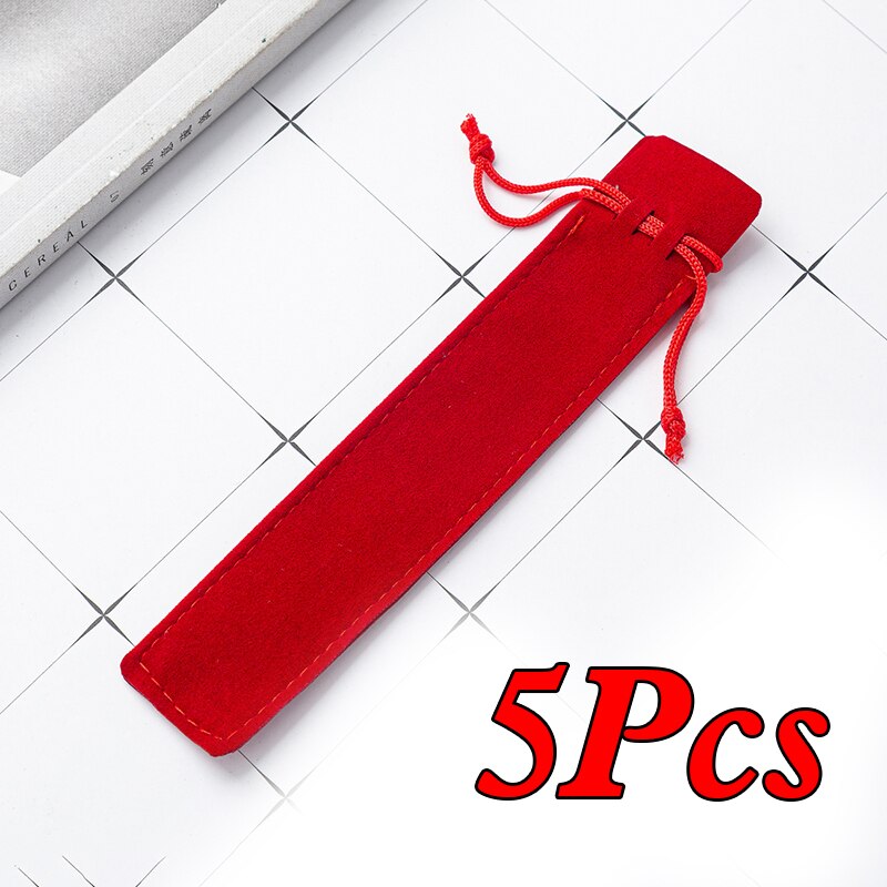 Pencil Case Multicolor Double-sided Thick Flannel Pencil Case Pen Packaging Bag: Red 5pc