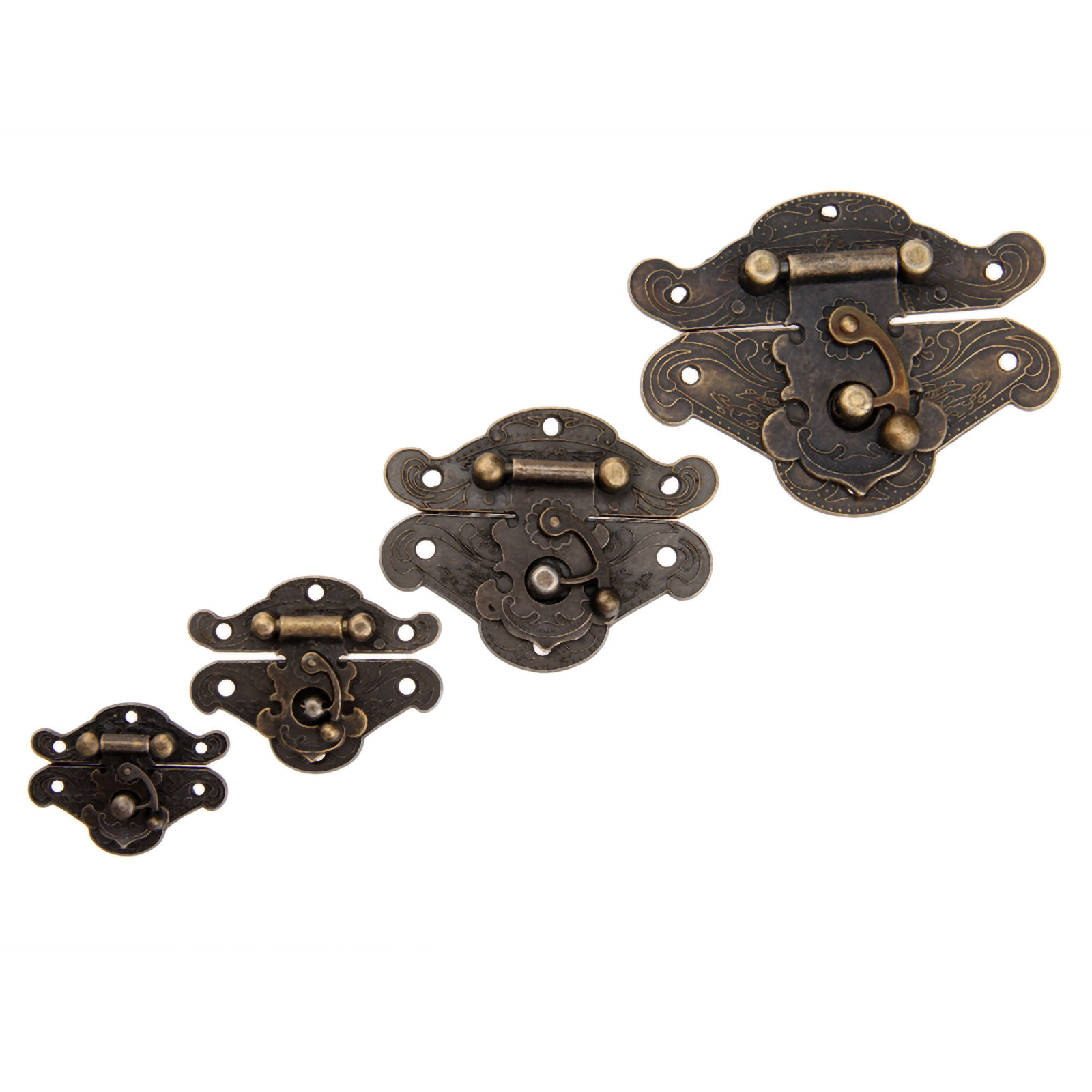 1PC Antike Bronze- Schrank Kasten verriegeln Haspe Möbel Hardware- Dekorative verriegeln Holz Schmuck Kasten Haspe Pad Brust sperren