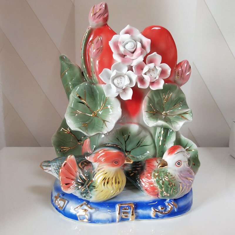 Ceramic lovers, mandarin duck ornaments, bedroom ornaments, wedding , marriage, fengshuiwang, peach blossom transfer orname