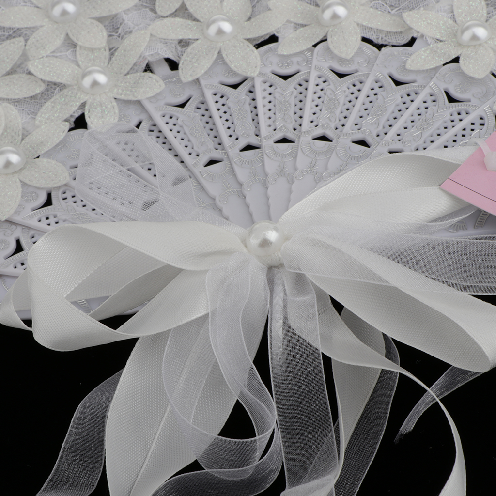 Vintage Bruids Kant Boeket Fan Crystal Bruidsmeisje Boeket Bruidsboeket Flapper Accessoires (Wit)