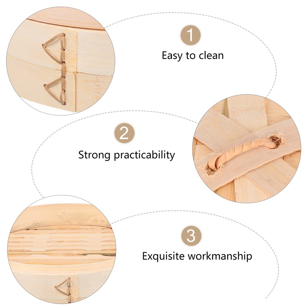 1 Set Bamboo Steamer Basket Dim Sum Dumpling Food Steamer with Lid Cookware