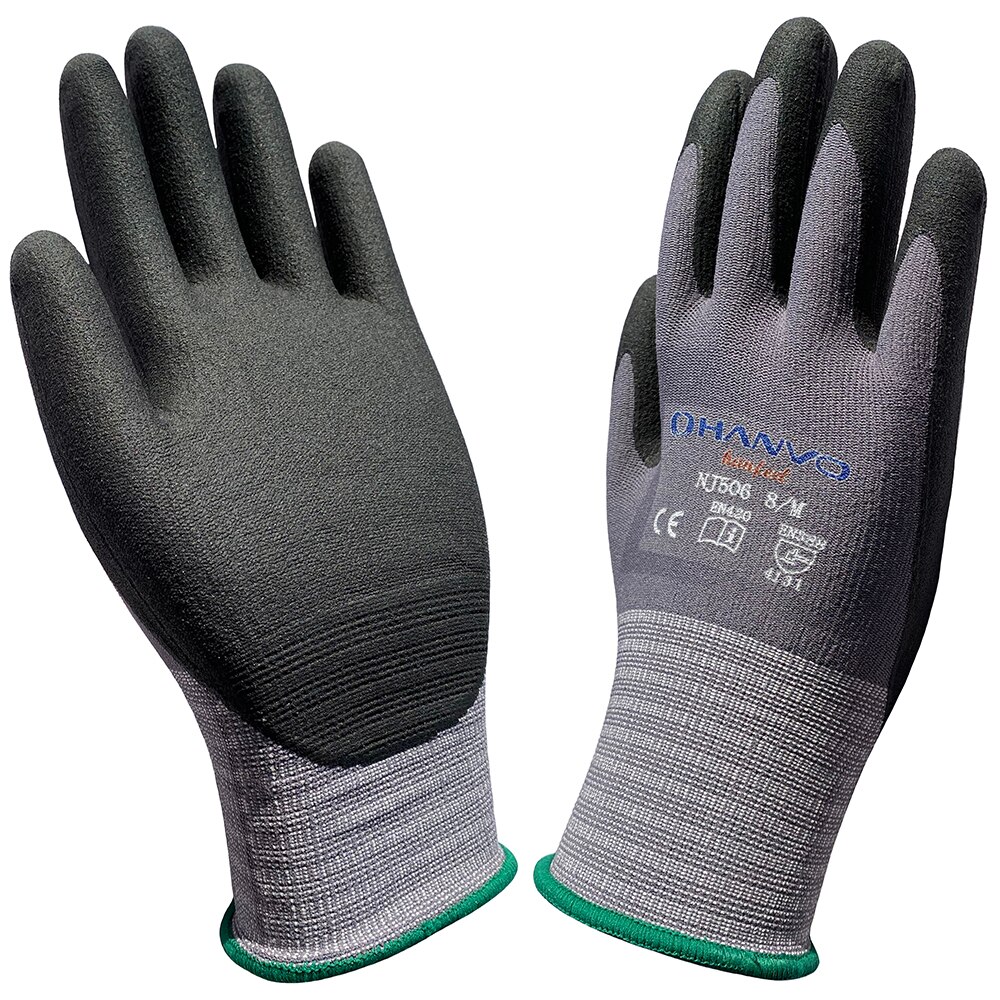 Guantes de nitrilo de alta flexibilidad para trabajo de jardinería, microespuma resistente a la abrasión, nailon, licra, CE 4131: 2 Pairs / L