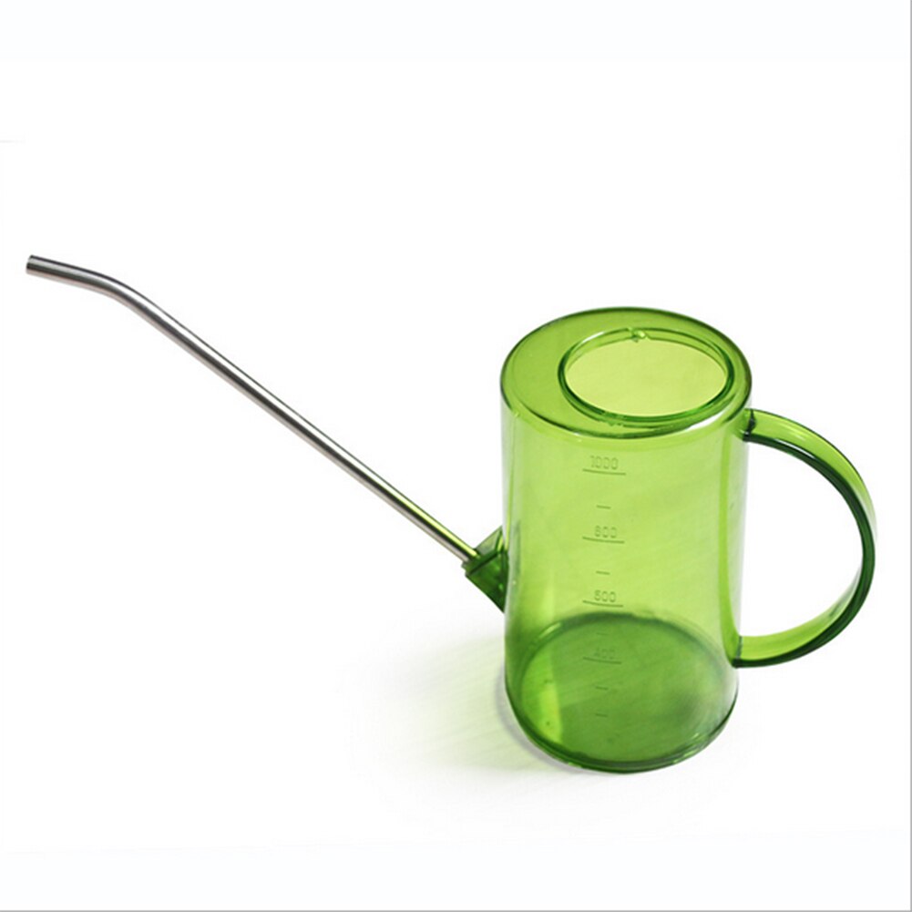 1L Long Mouth Garden Planting Sprinkler Pot Stainless Steel Watering Can Transparent Green Plants Flowers Gardening Tools: Green