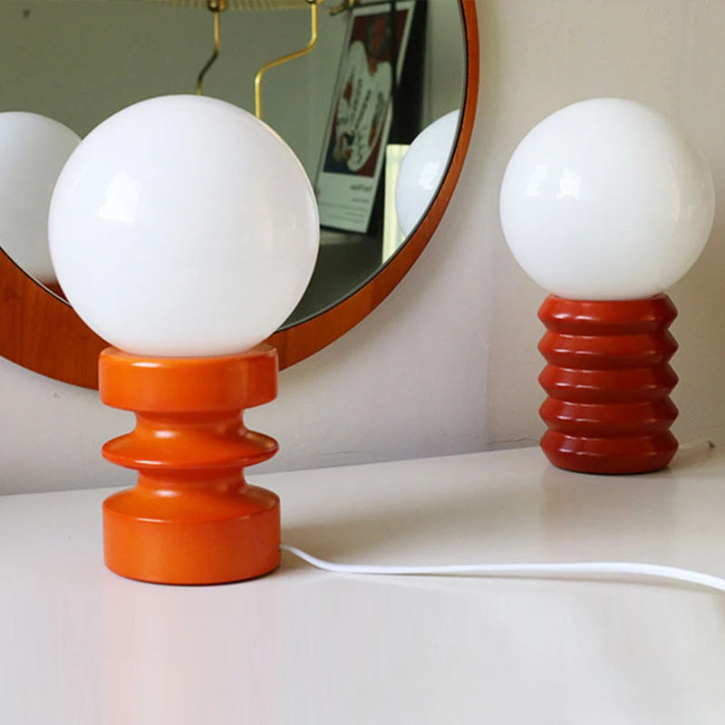 Mellem antik stil orange massivt træ glas led bordlampe soveværelse sengelampe hjem atmosfære natlampe koreansk ins lampe