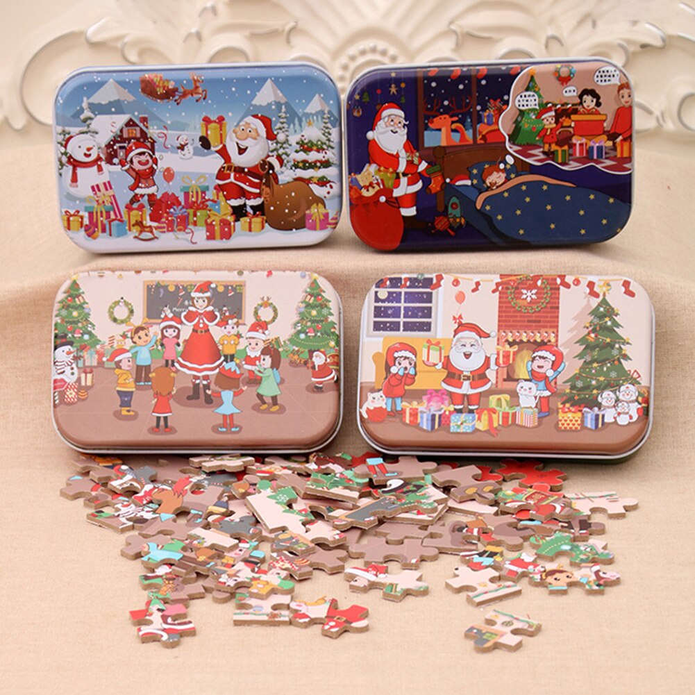 60 pièces noël père noël en bois Puzzle jeu Mini bois Puzzles jouet pour enfants dessin animé Puzzles jouets éducatifs