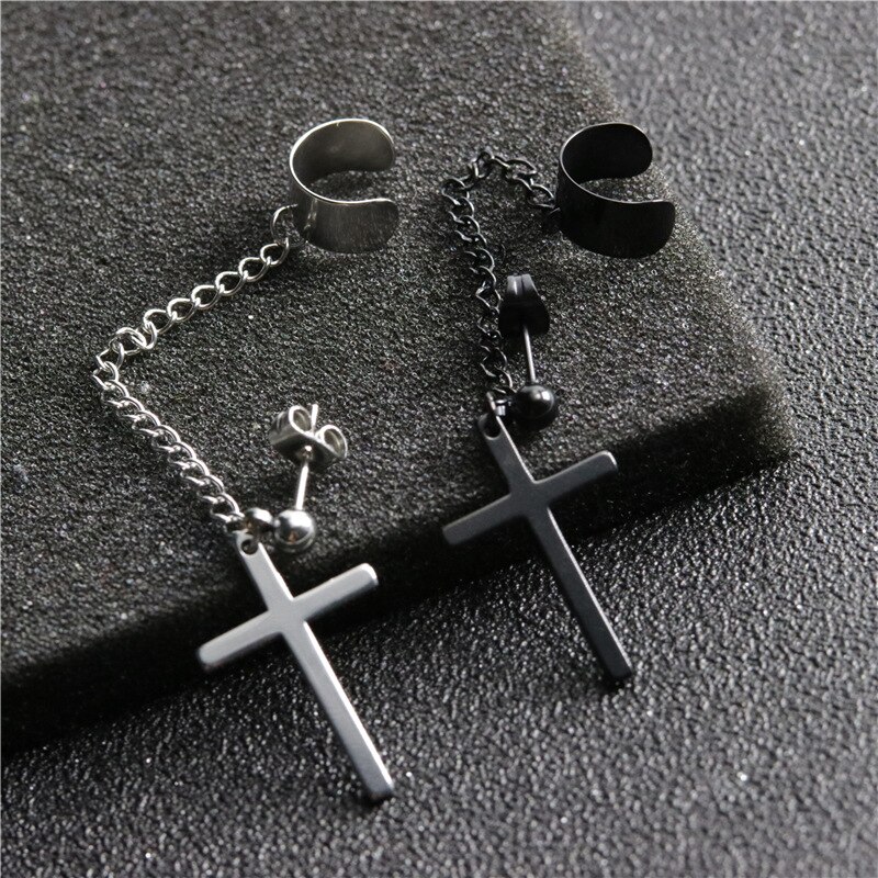 1 Stck Edelstahl Punk Felsen Blatt Kreuz Pirecing Zucht Ohrringe Für Männer Frauen gotisch Straße Pop Hüfte hüpfen Ohrring partei Schmuck