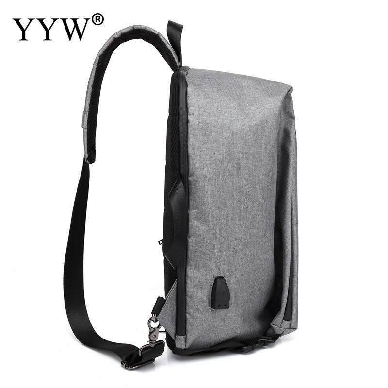 Yyw casual masculino estilingue saco com interface usb caixa crossbody bolsa preto mensageiro grande saco multifuncional sacos de peito